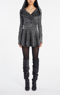 Chine Velvet Skirt - Grey