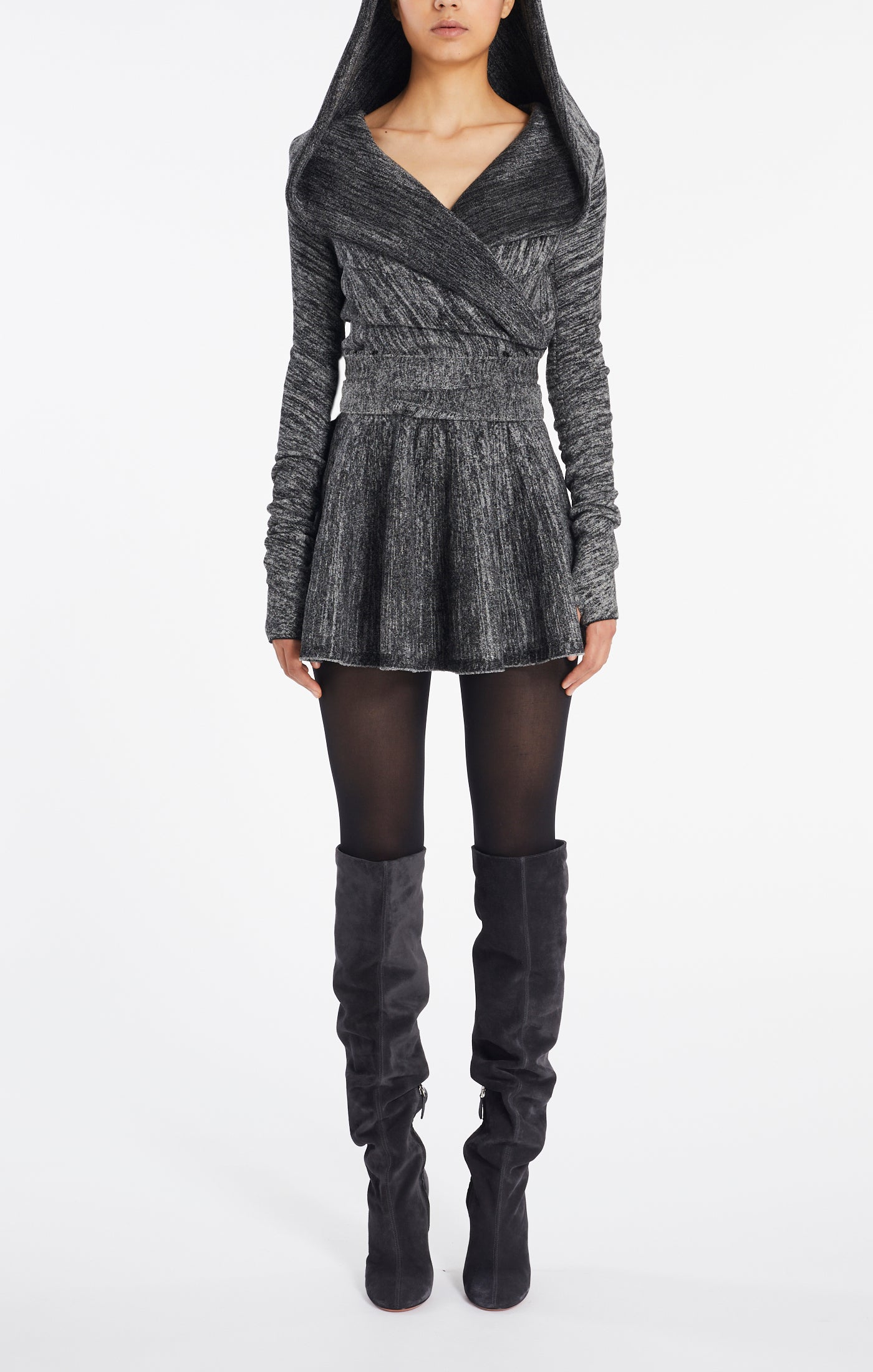 Chine Velvet Skirt - Grey