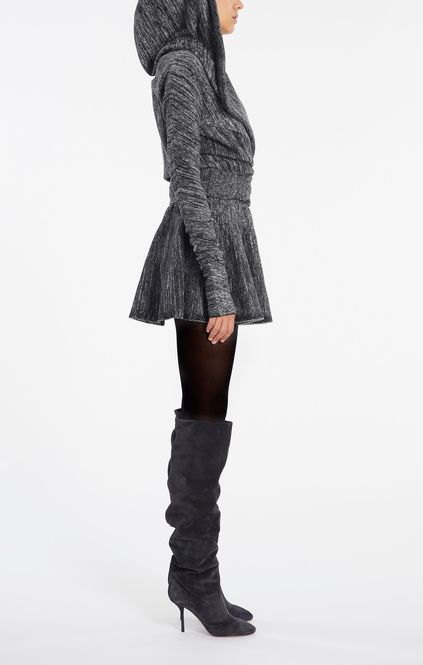 Chine Velvet Skirt - Grey