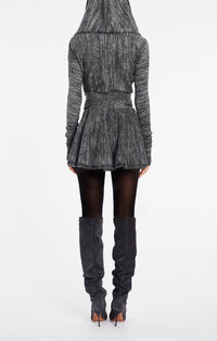 Chine Velvet Skirt - Grey