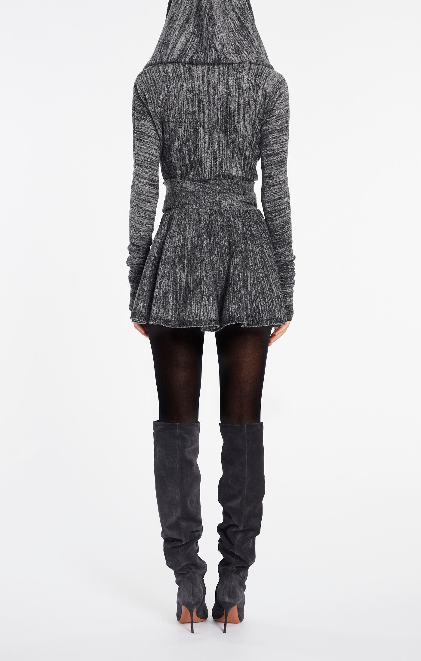 Chine Velvet Skirt - Grey