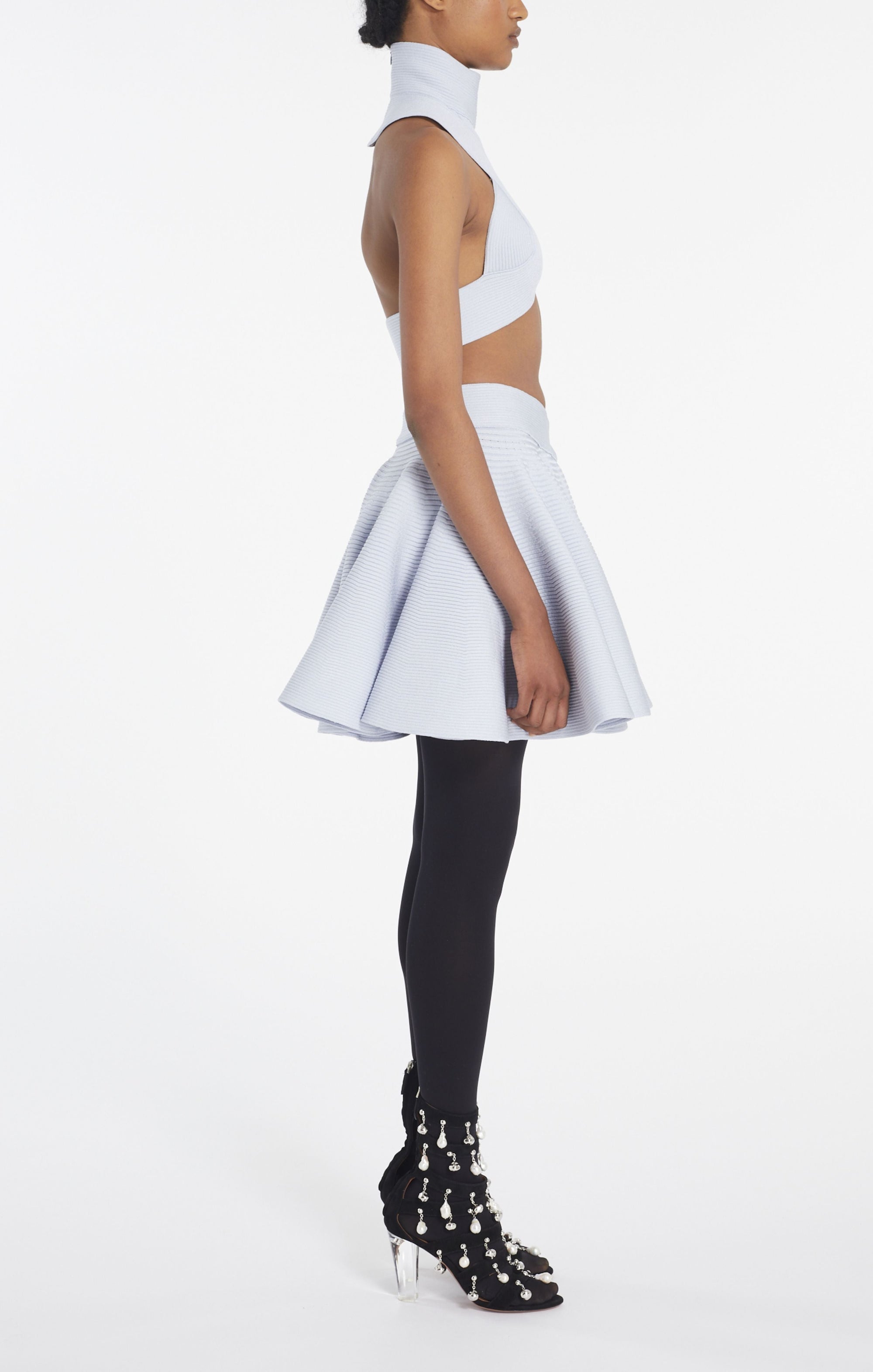 Jupe à côte circulaire - Noir Alaïa