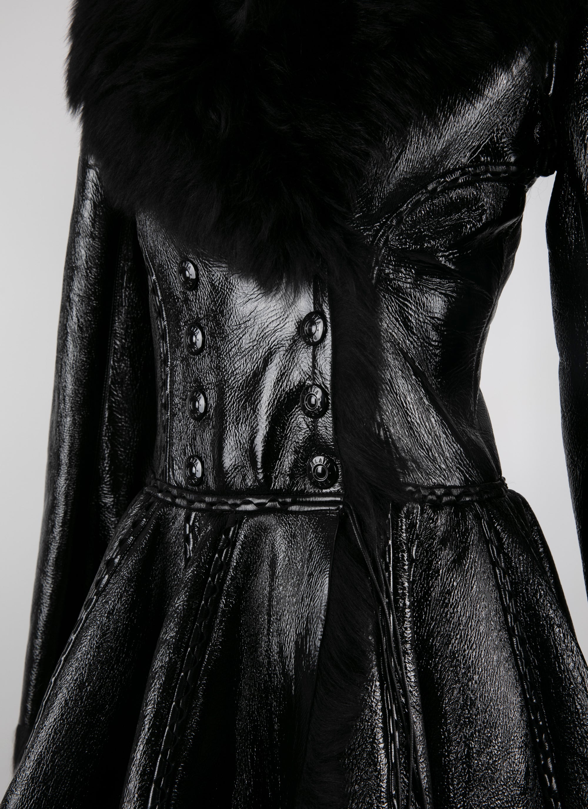 Manteau court en cuir - Noir