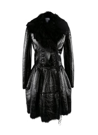 Manteau court en cuir - Noir