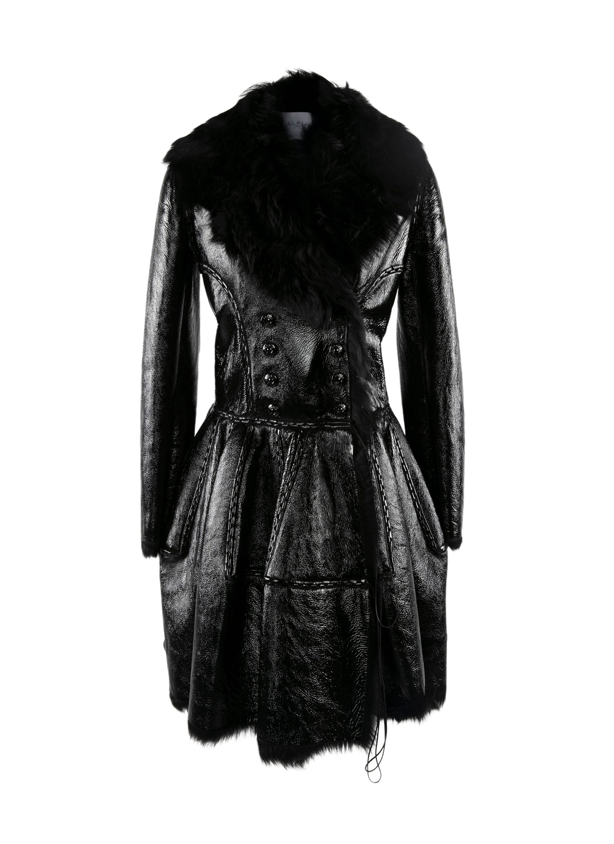 Manteau court en cuir - Noir