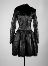 Manteau court en cuir - Noir