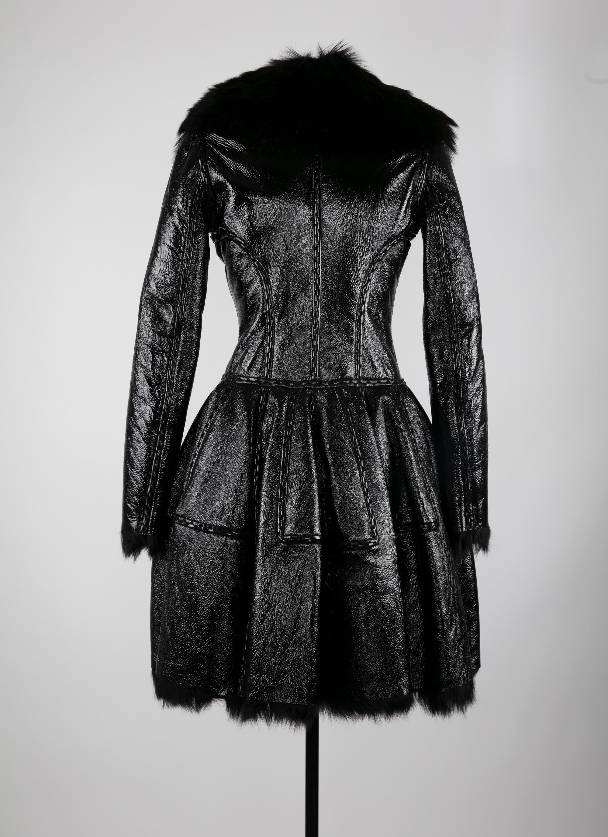 Manteau court en cuir - Noir