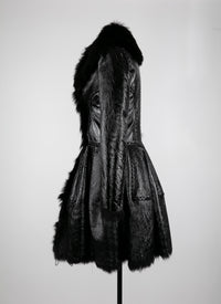 Manteau court en cuir - Noir