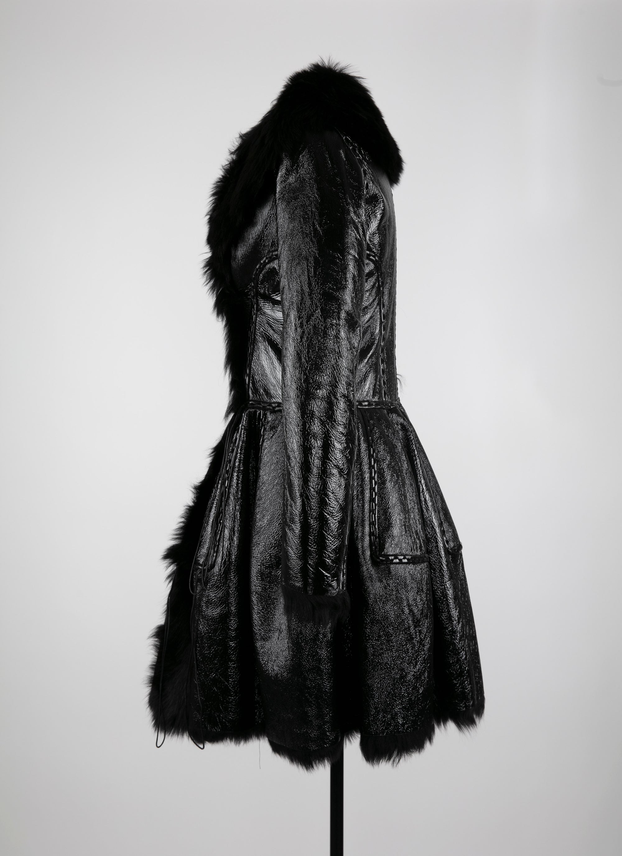 Manteau court en cuir - Noir