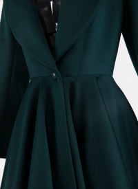 Manteau évasé en laine - Petrole Foncé