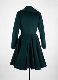 Manteau évasé en laine - Petrole Foncé