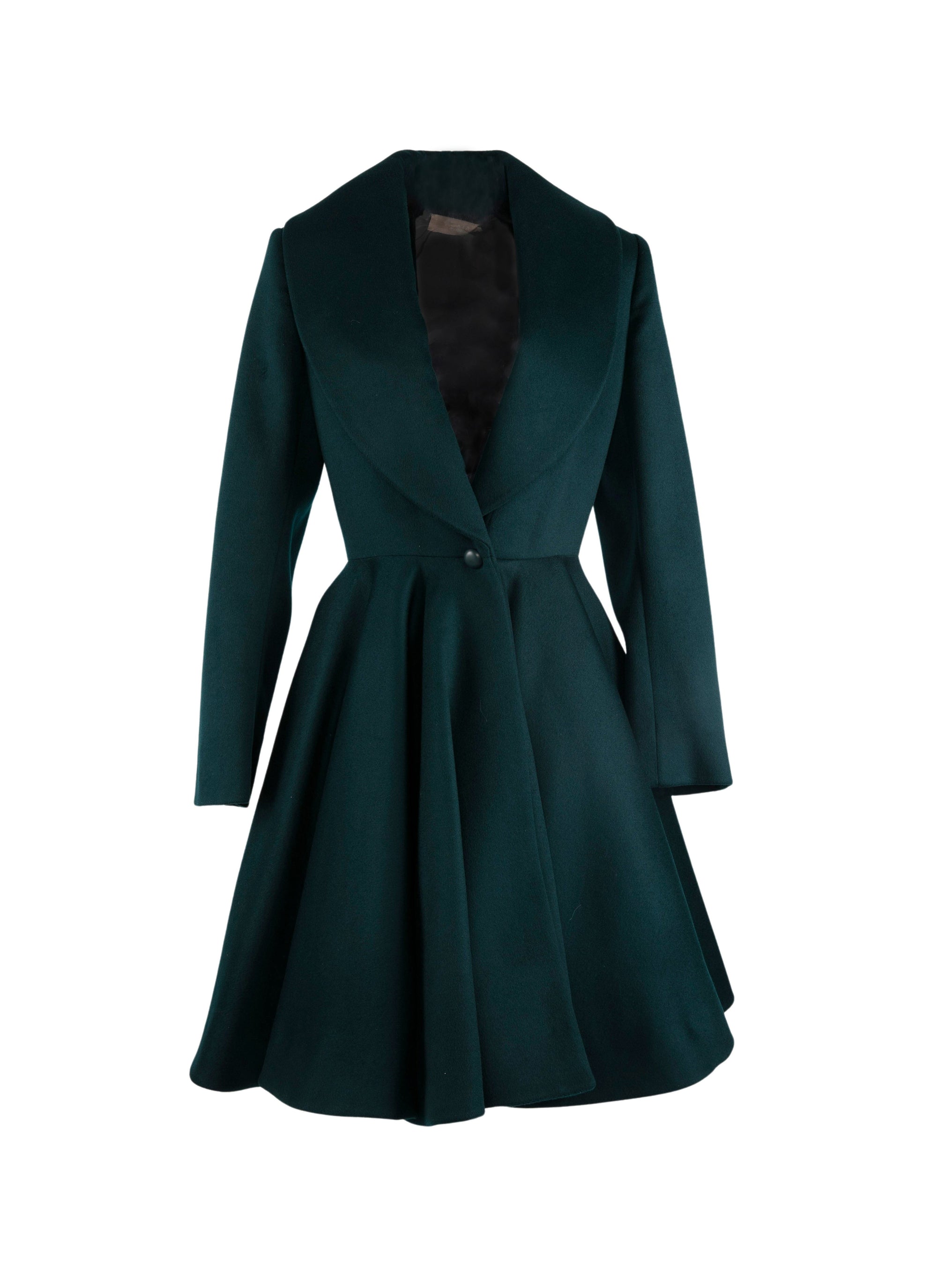 Manteau évasé en laine - Petrole Foncé