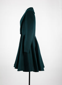Manteau évasé en laine - Petrole Foncé