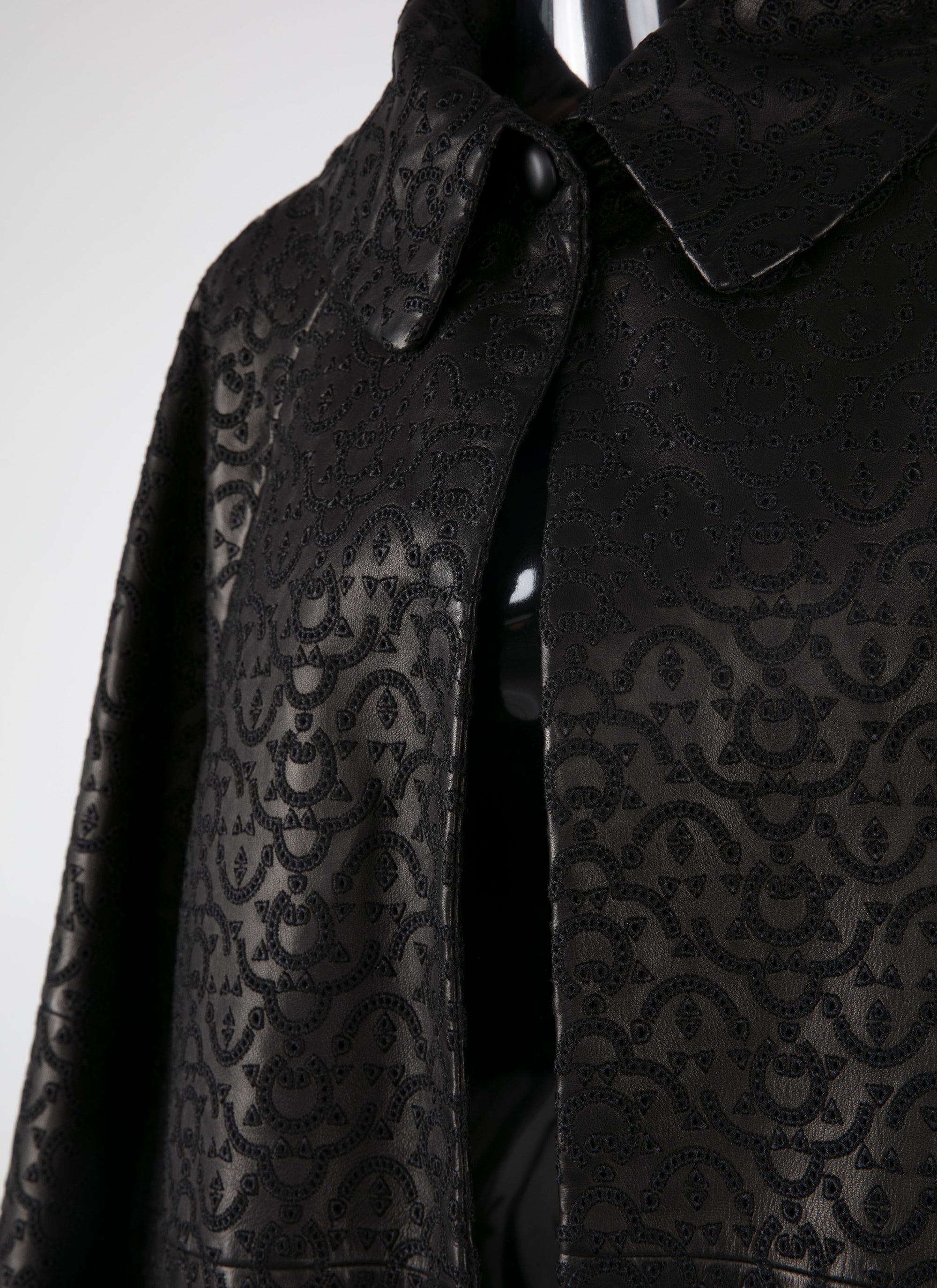 Manteau regular en cuir - Noir