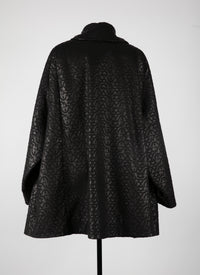 Manteau regular en cuir - Noir