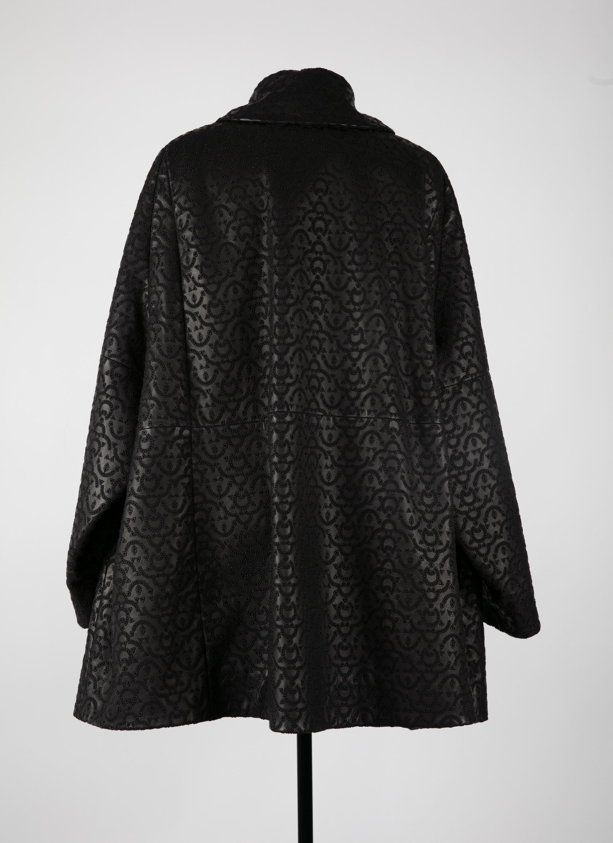 Manteau regular en cuir - Noir