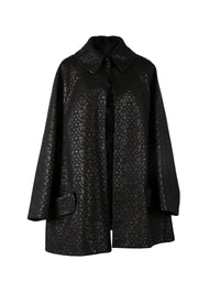 Manteau regular en cuir - Noir