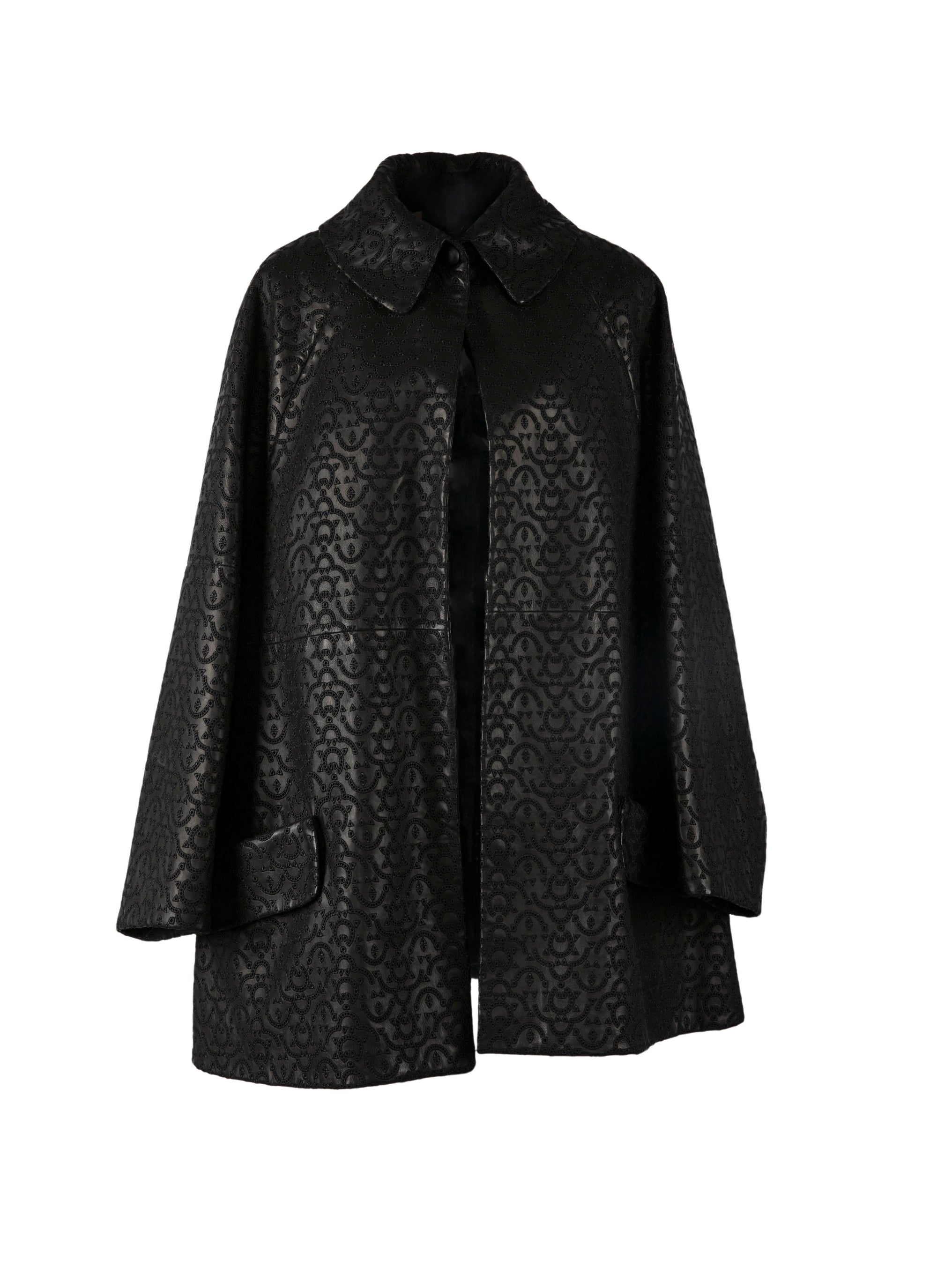 Manteau regular en cuir - Noir