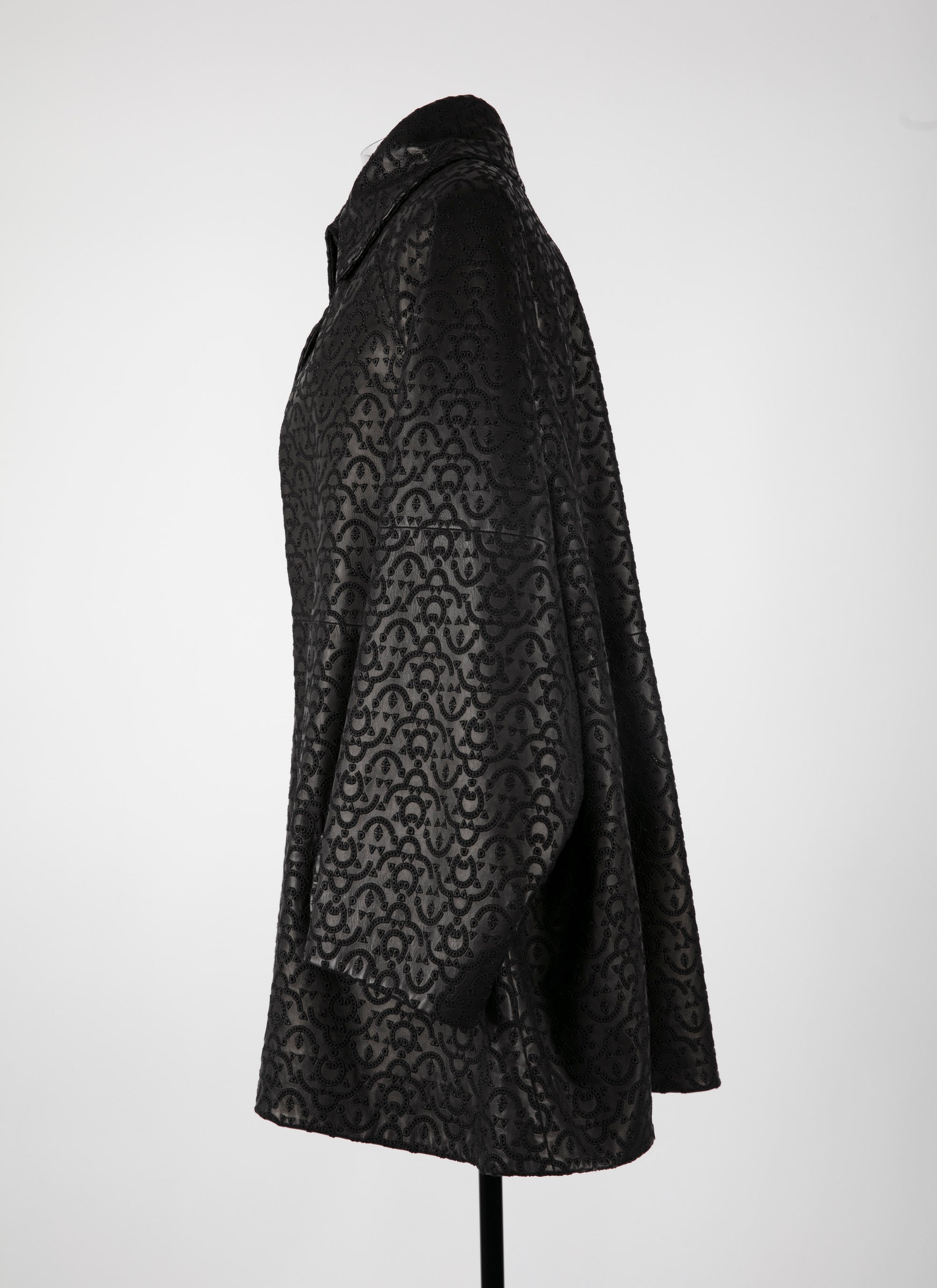 Manteau regular en cuir - Noir
