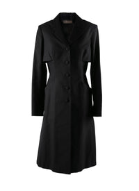Manteau long cintré détail plissé - Noir