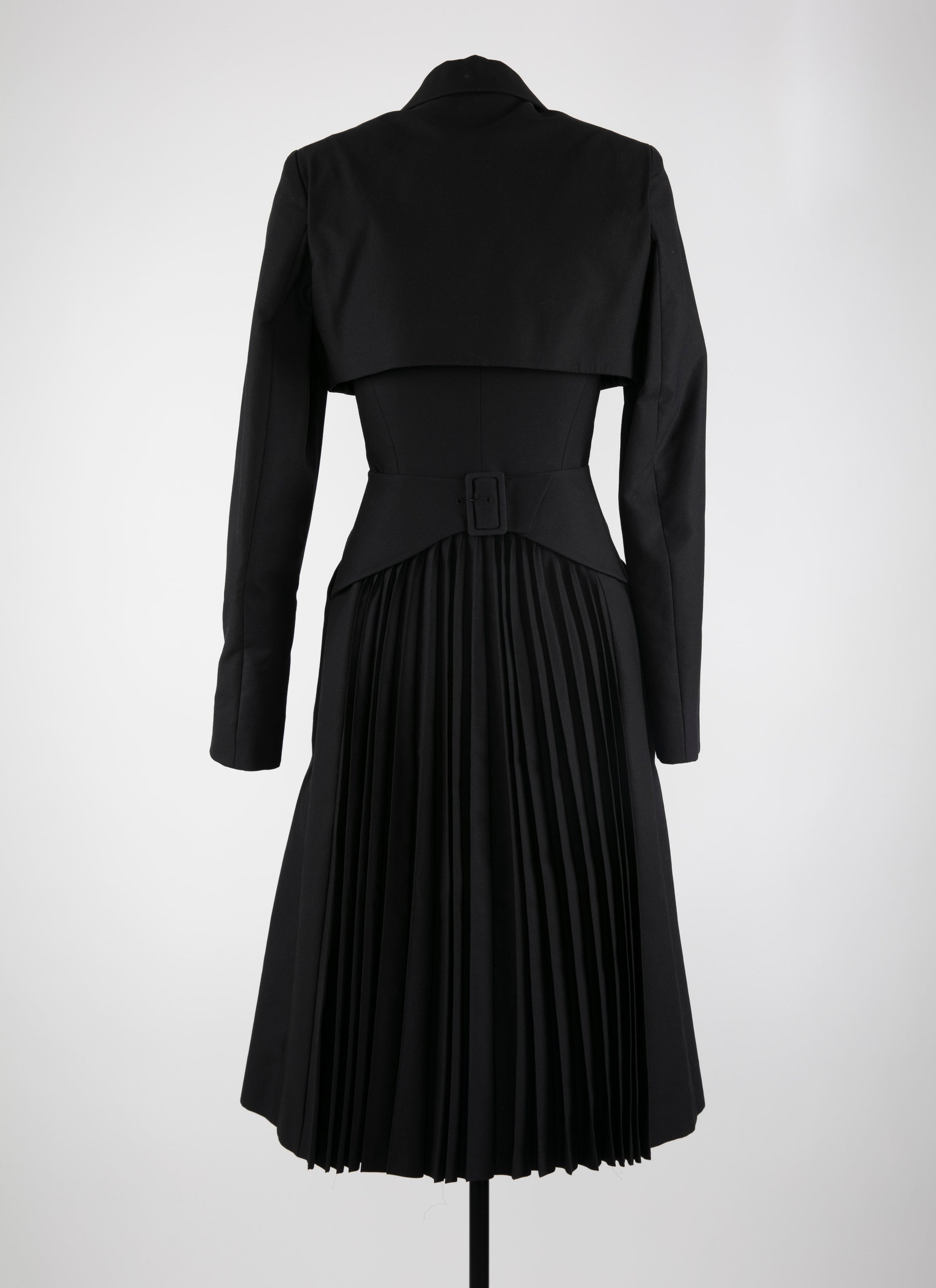 Manteau long cintré détail plissé - Noir