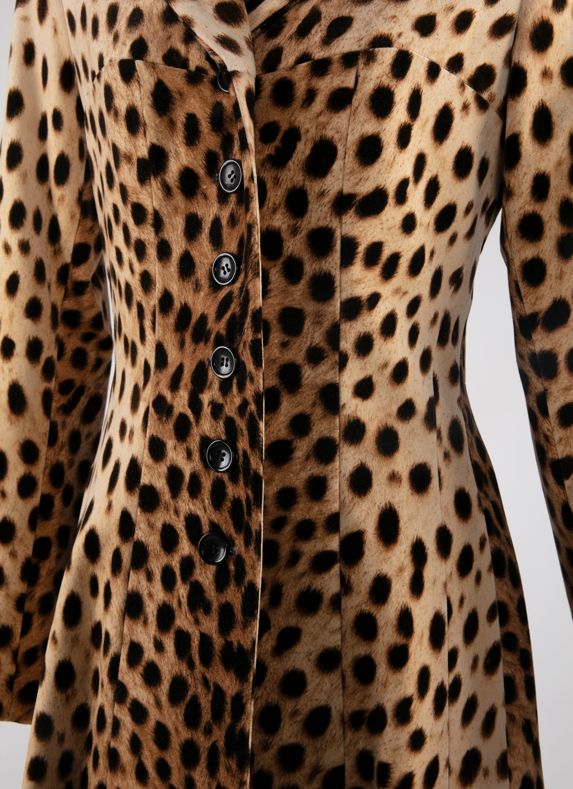Manteau long imprimé animalier cintré - Beige Clair