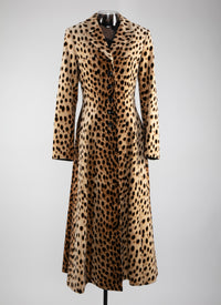 Manteau long imprimé animalier cintré - Beige Clair
