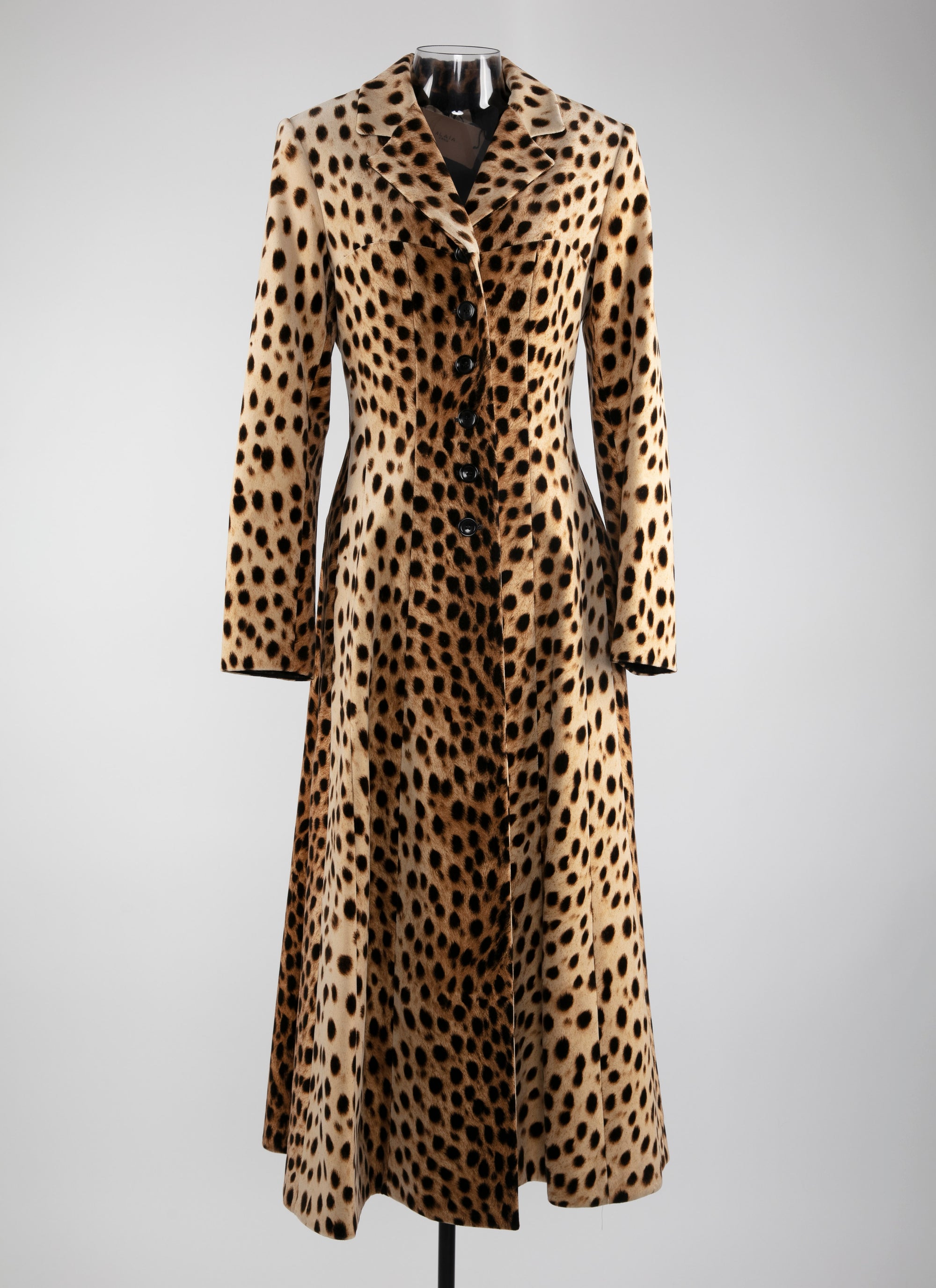 Manteau long imprimé animalier cintré - Beige Clair