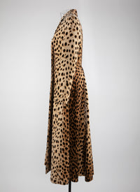 Manteau long imprimé animalier cintré - Beige Clair