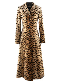 Manteau long imprimé animalier cintré - Beige Clair