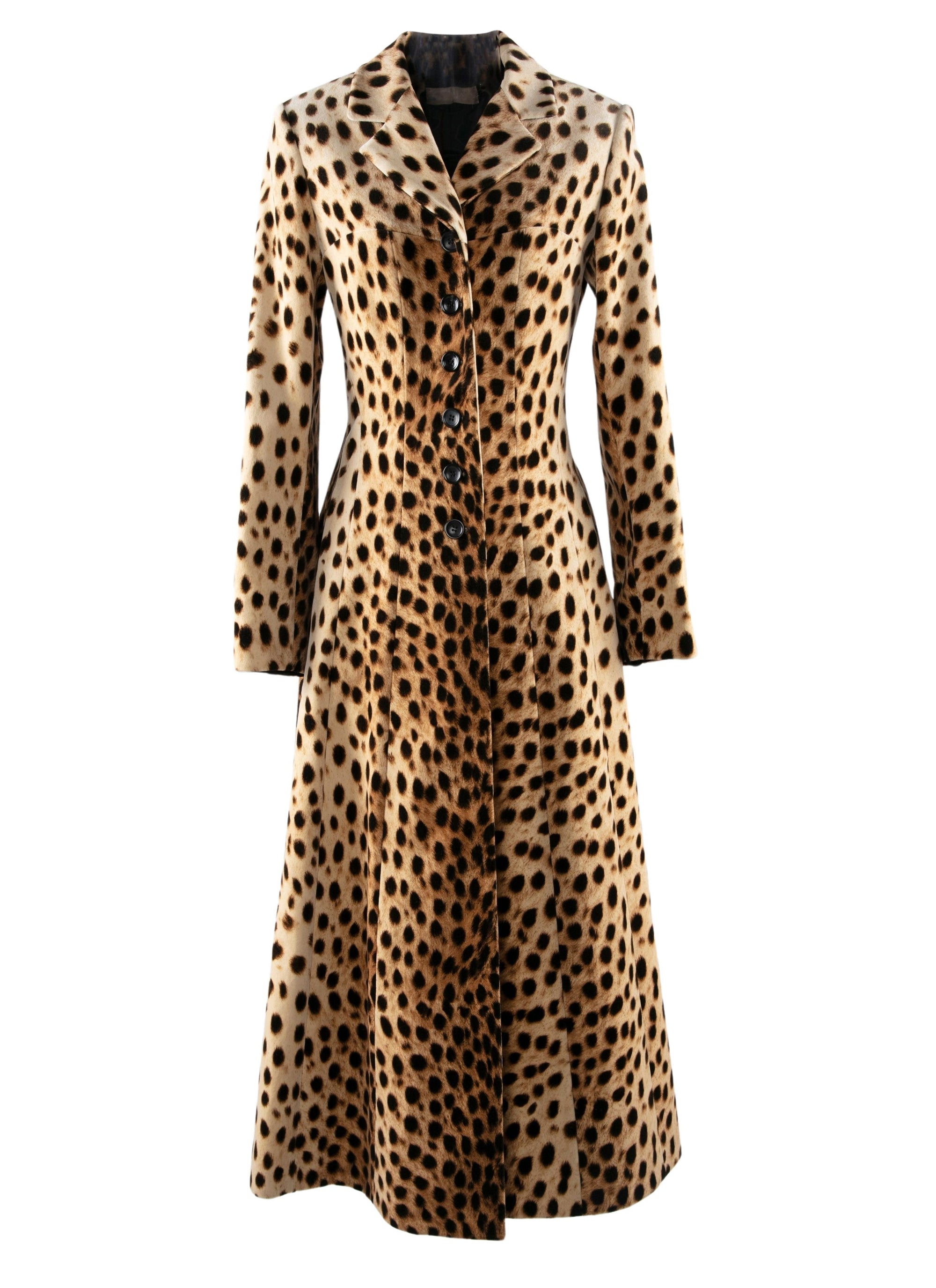 Manteau long imprimé animalier cintré - Beige Clair