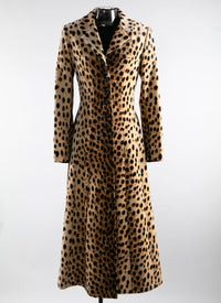 Manteau long imprimé animalier cintré - Beige Clair