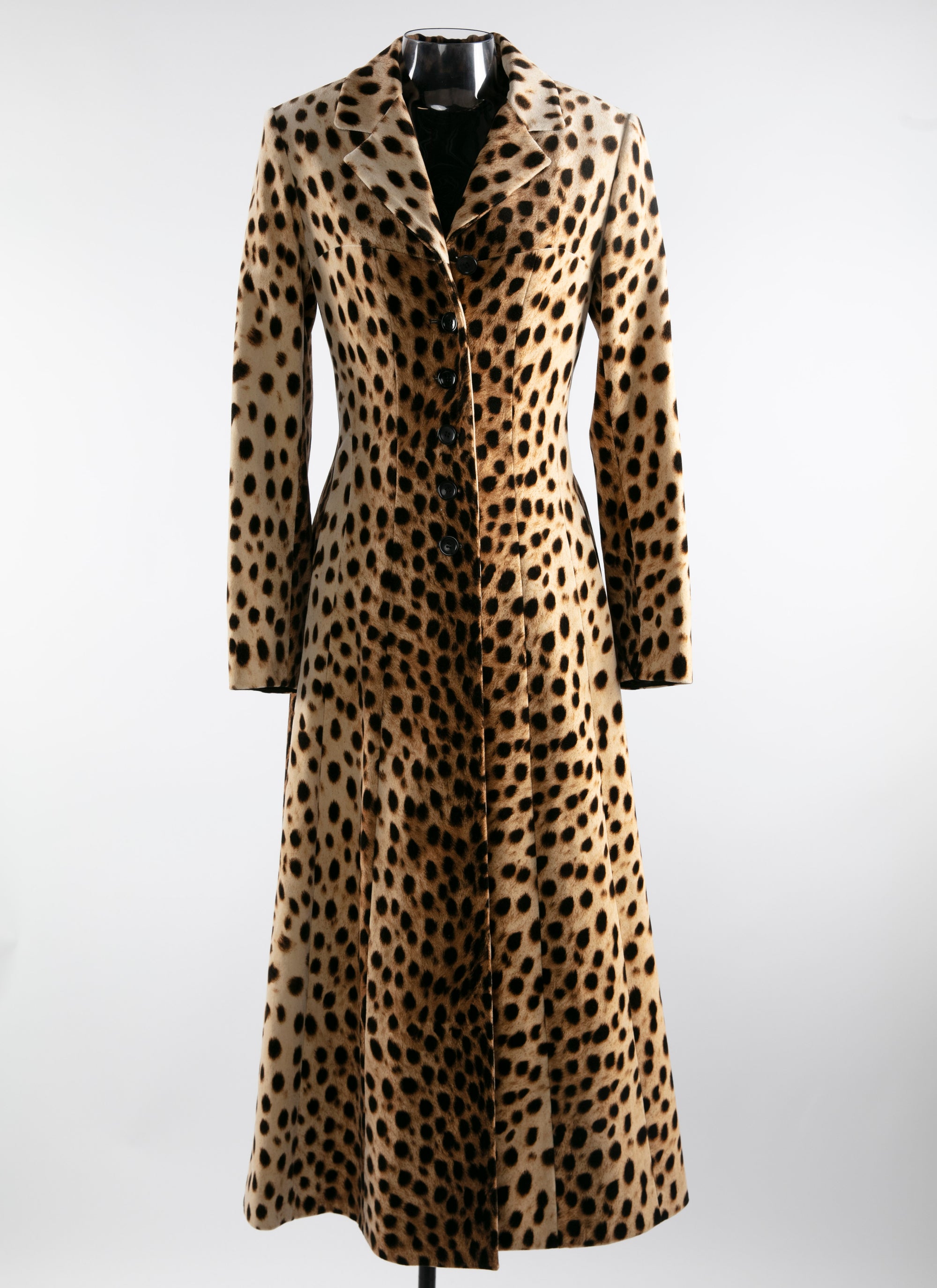 Manteau long imprimé animalier cintré - Beige Clair