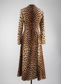 Manteau long imprimé animalier cintré - Beige Clair