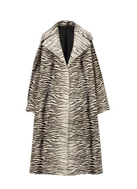 3D striped leather coat - White & Black