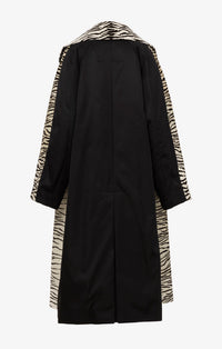 3D striped leather coat - White & Black