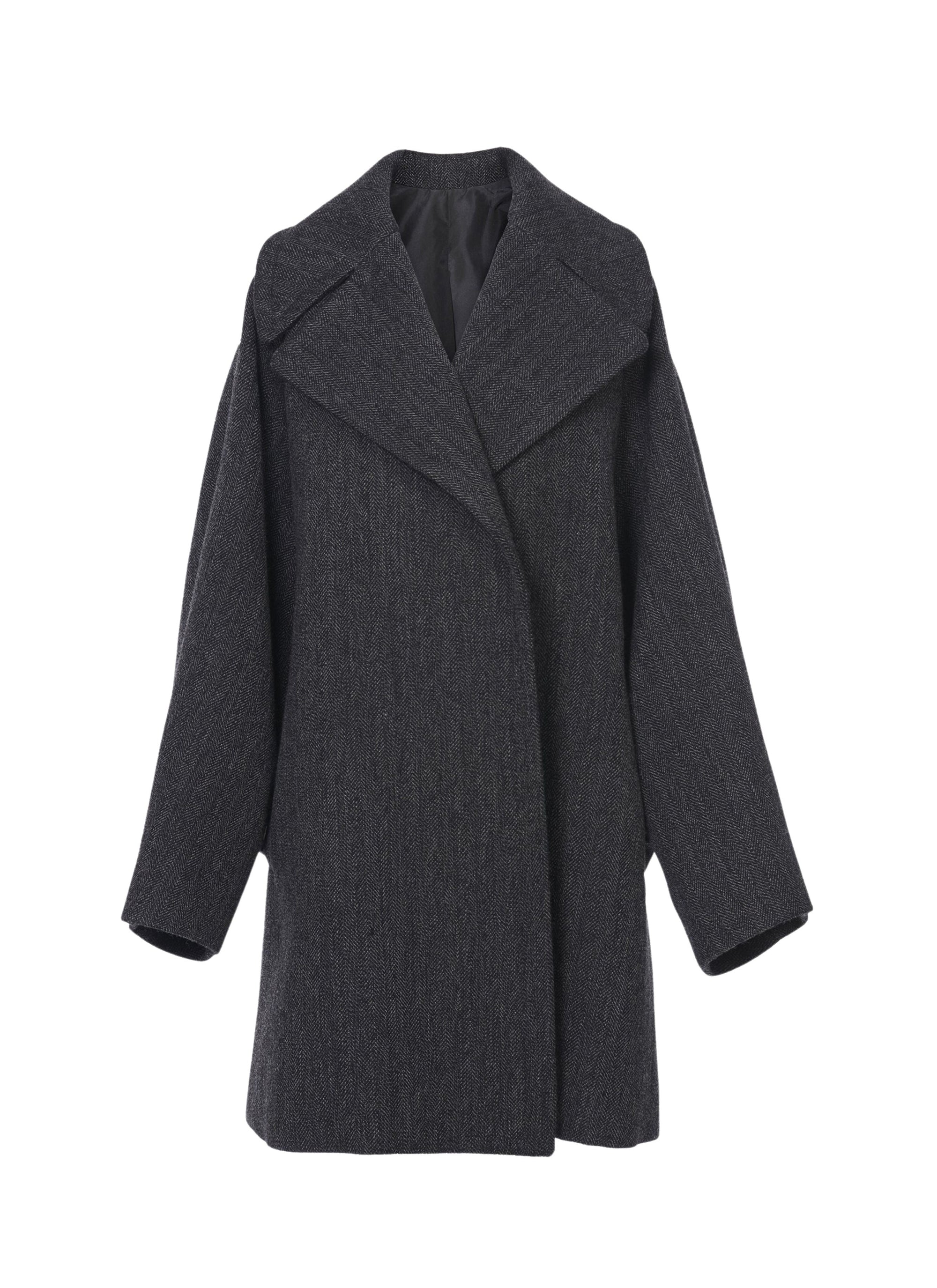 Manteau court en laine overize - Gris Foncé