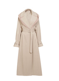 Long trench coat with hood - Light beige