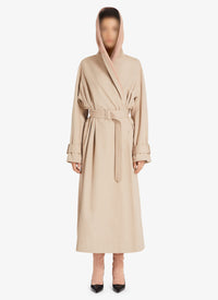 Long trench coat with hood - Light beige