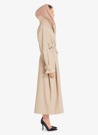 Long trench coat with hood - Light beige