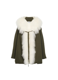 Oversized parka with fur - Khaki