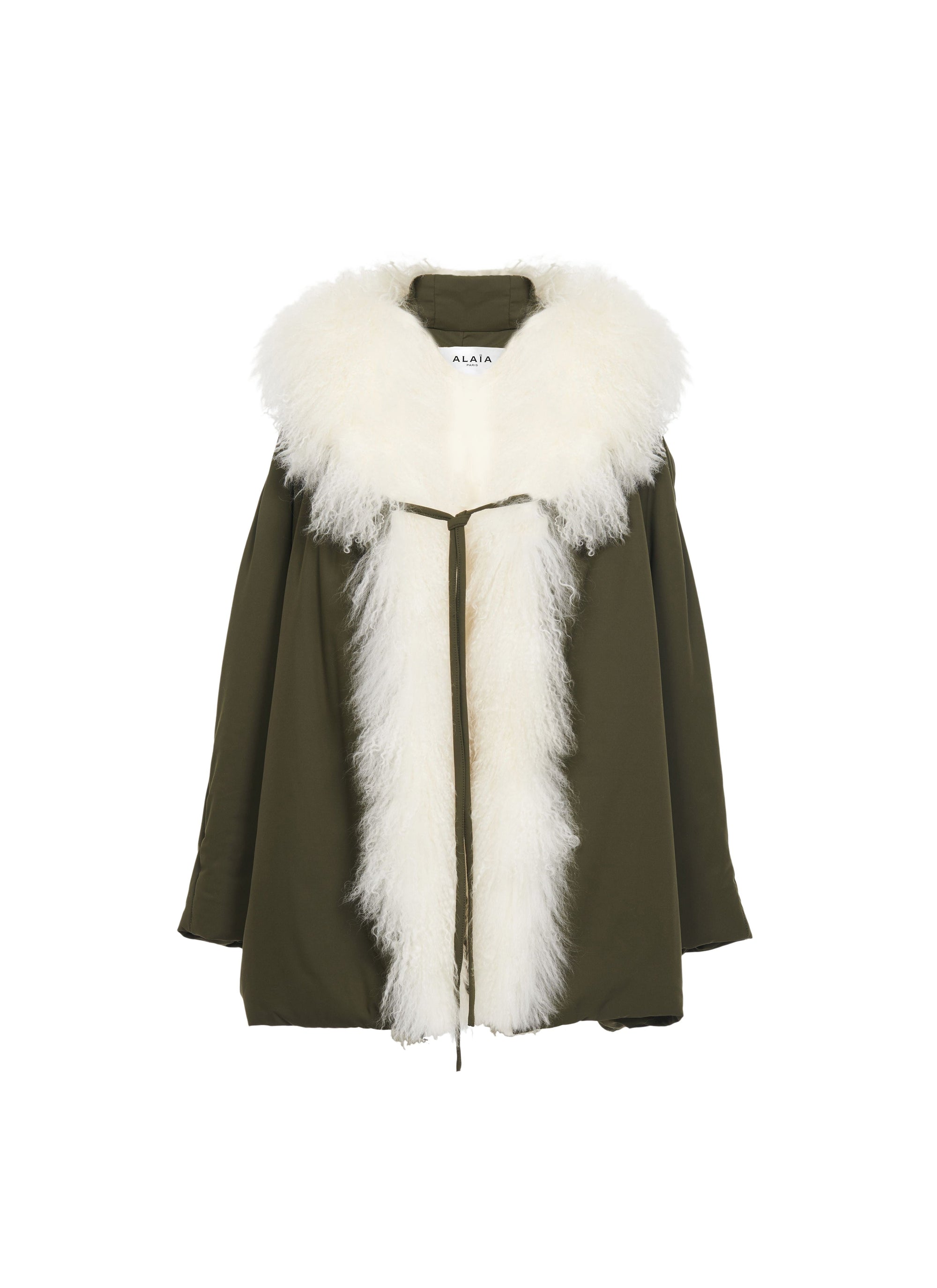 Oversized parka with fur - Khaki
