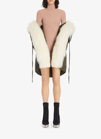 Oversized parka with fur - Khaki