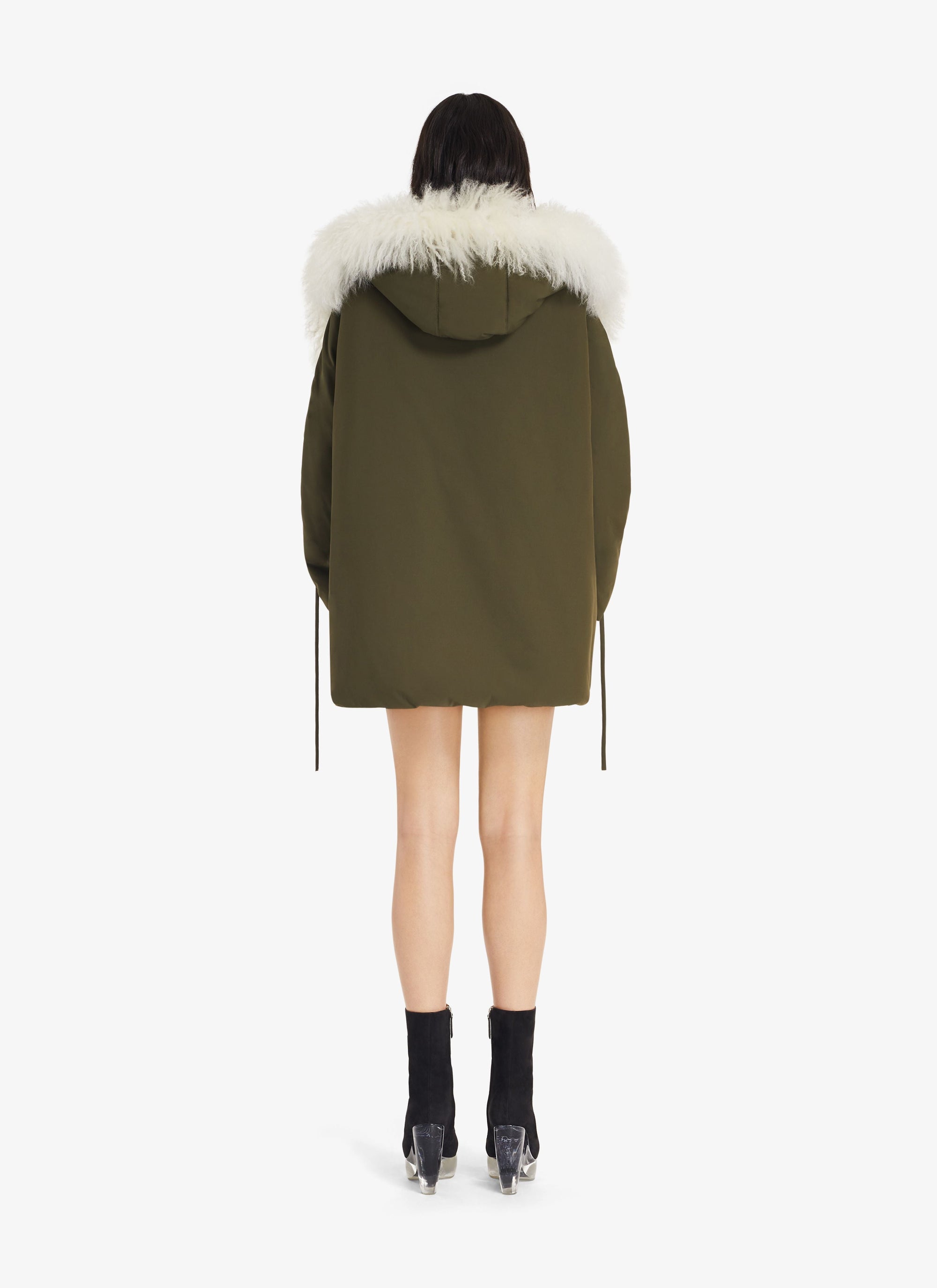 Oversized parka with fur - Khaki