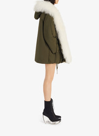 Oversized parka with fur - Khaki