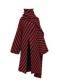 Coat with wool scarf - Navy & Red