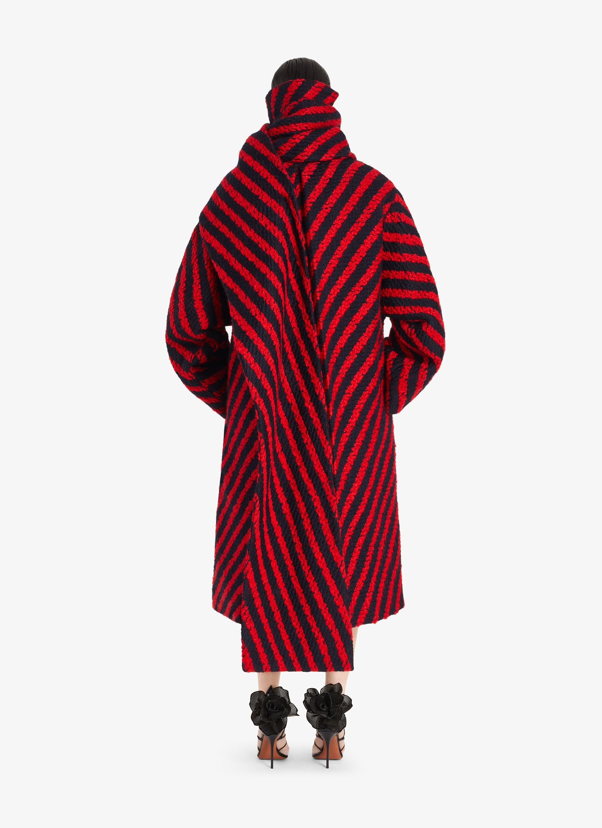 Coat with wool scarf - Navy & Red