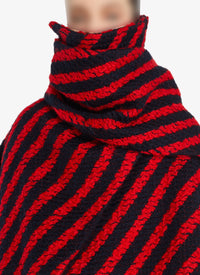 Coat with wool scarf - Navy & Red