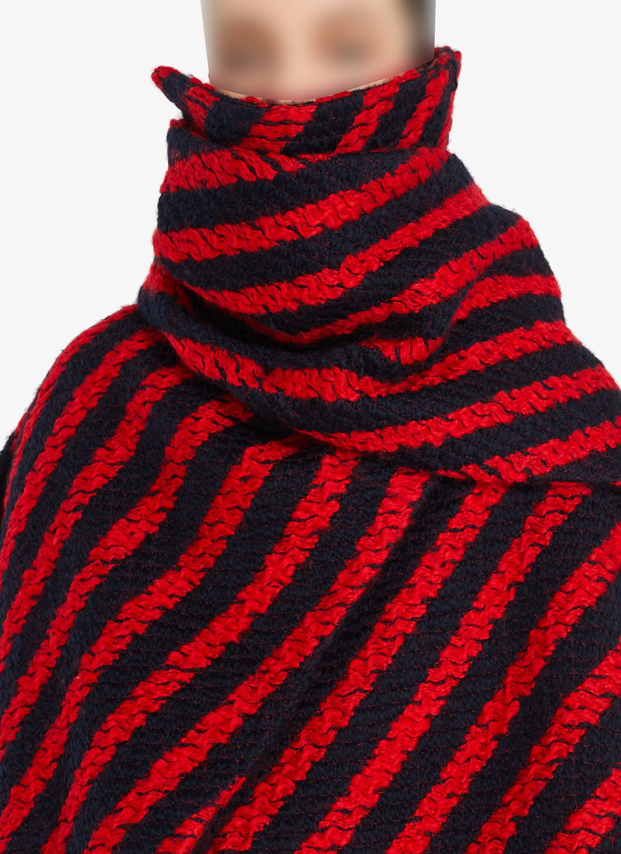 Coat with wool scarf - Navy & Red