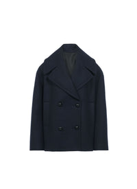 Oversized wool pea jacket - Navy